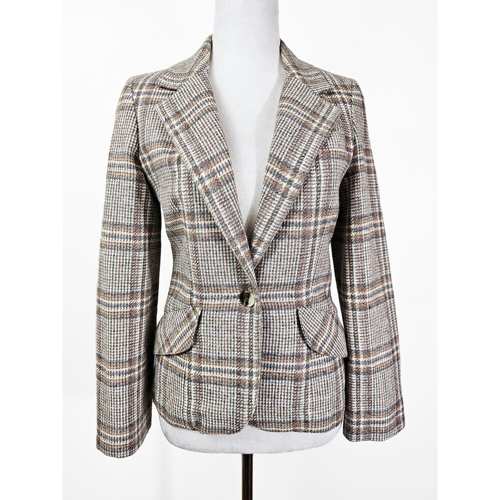 Jantzen Via Size 8 Vintage Plaid Wool/Wool Blend 70s Academia Blazer
